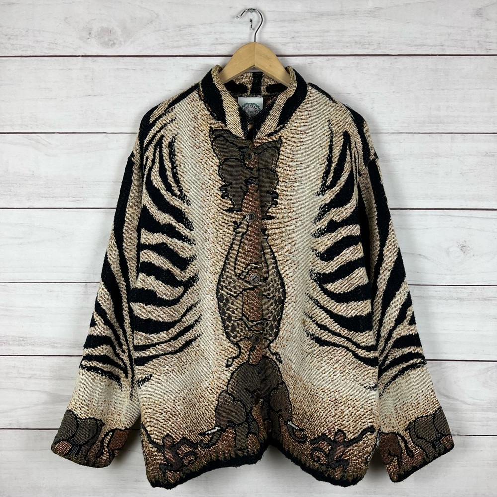Vintage Sugar Street Weavers Nature Animals Button Jacket Large